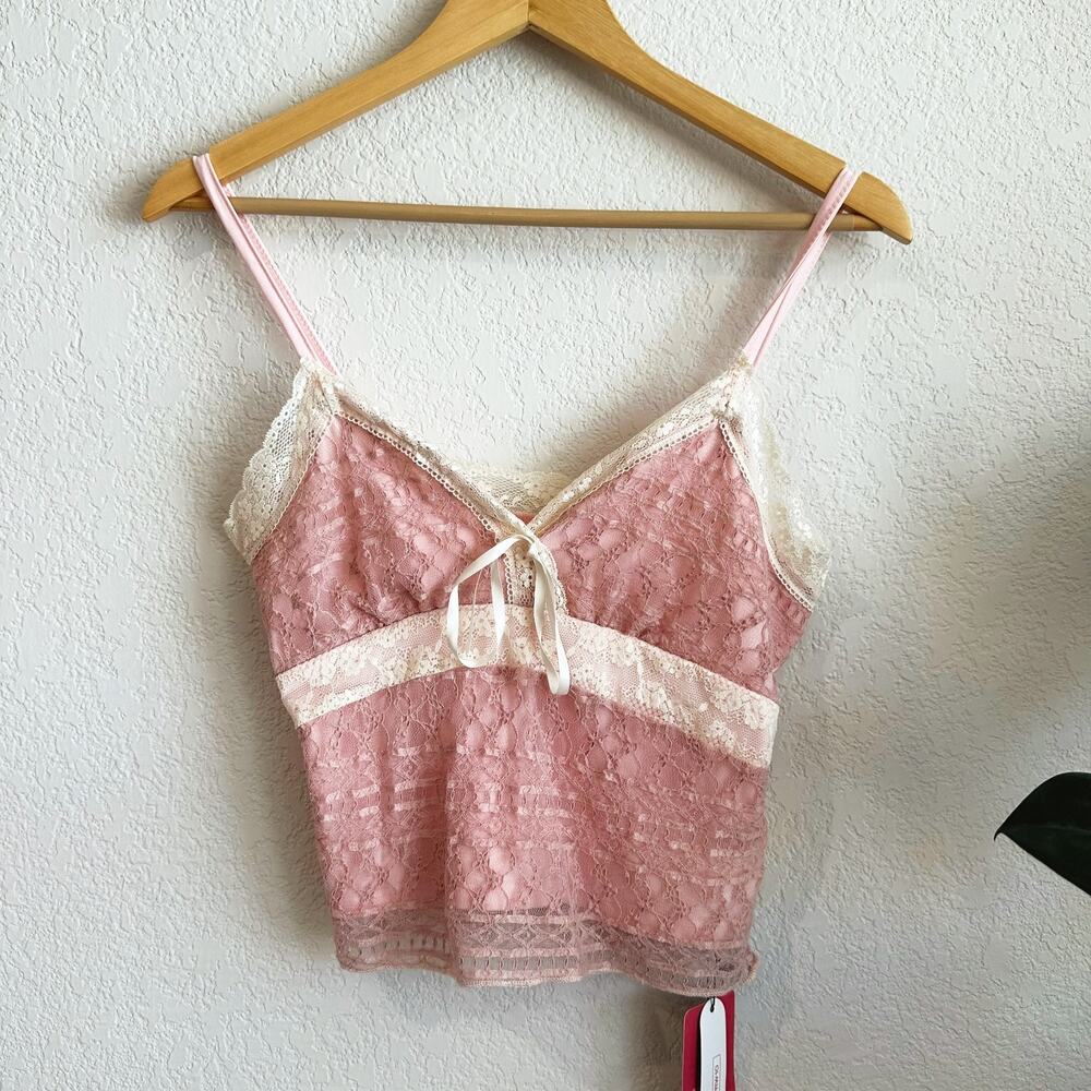 Romwe Lace Babydoll Tank Top Cami Small‎ Crop Y2K 90s Coquette Fairy Romantic